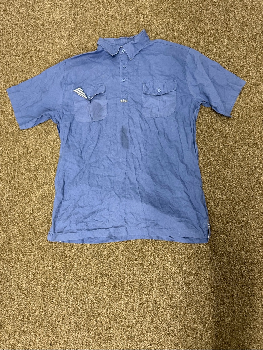 Blue Short-Sleeve Polo Shirt with Chest Pockets fubu mens size XL